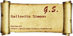 Gallovits Simeon névjegykártya